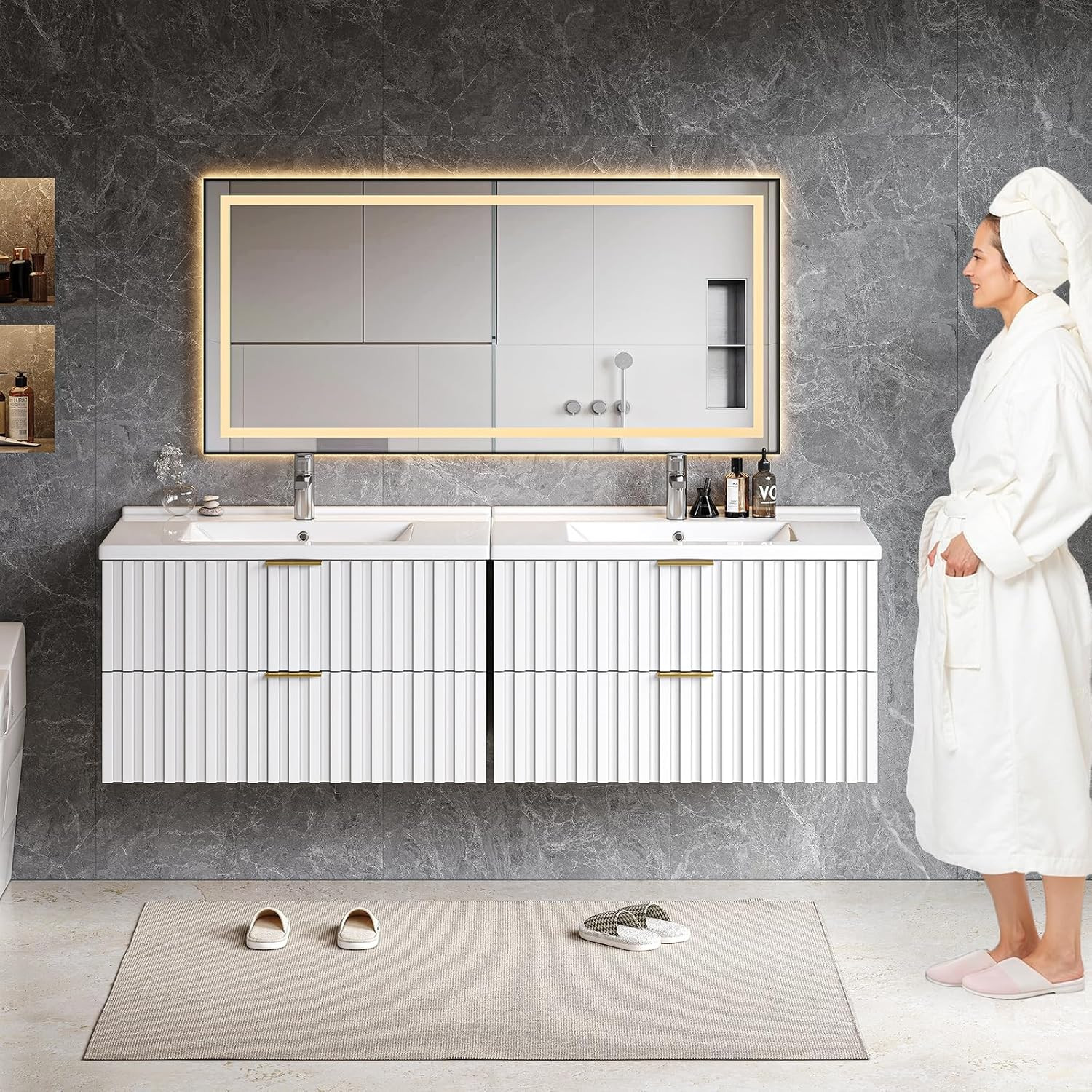 ONBRILL 30 Inch Bathroom Vanity with Sink Combo, Floating Bathroom Vanity with 2