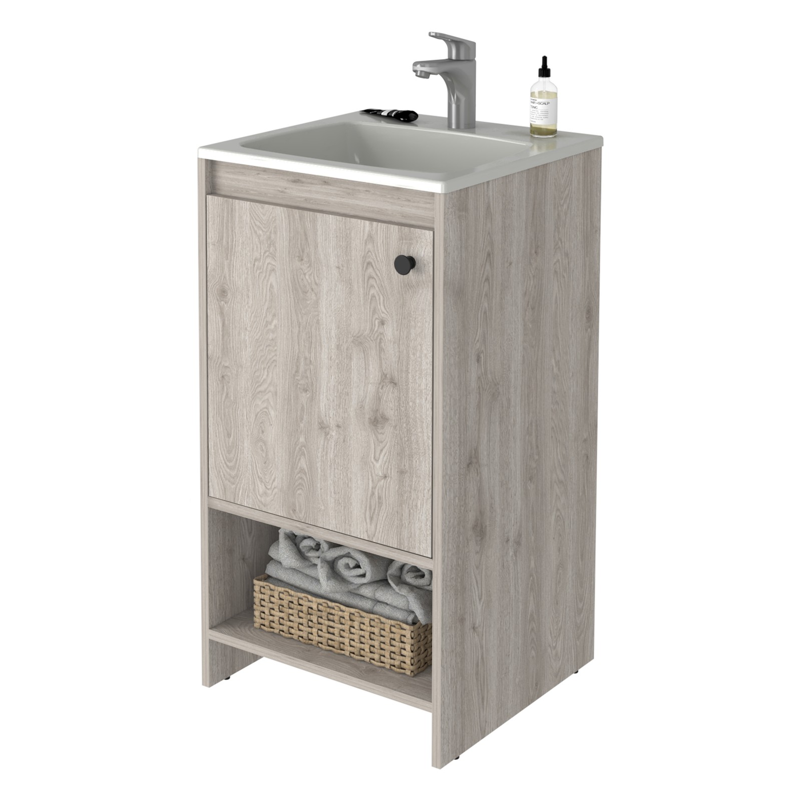 Malibu Single Sink Bathroom Vanity Combo, 45″W, Light Gray