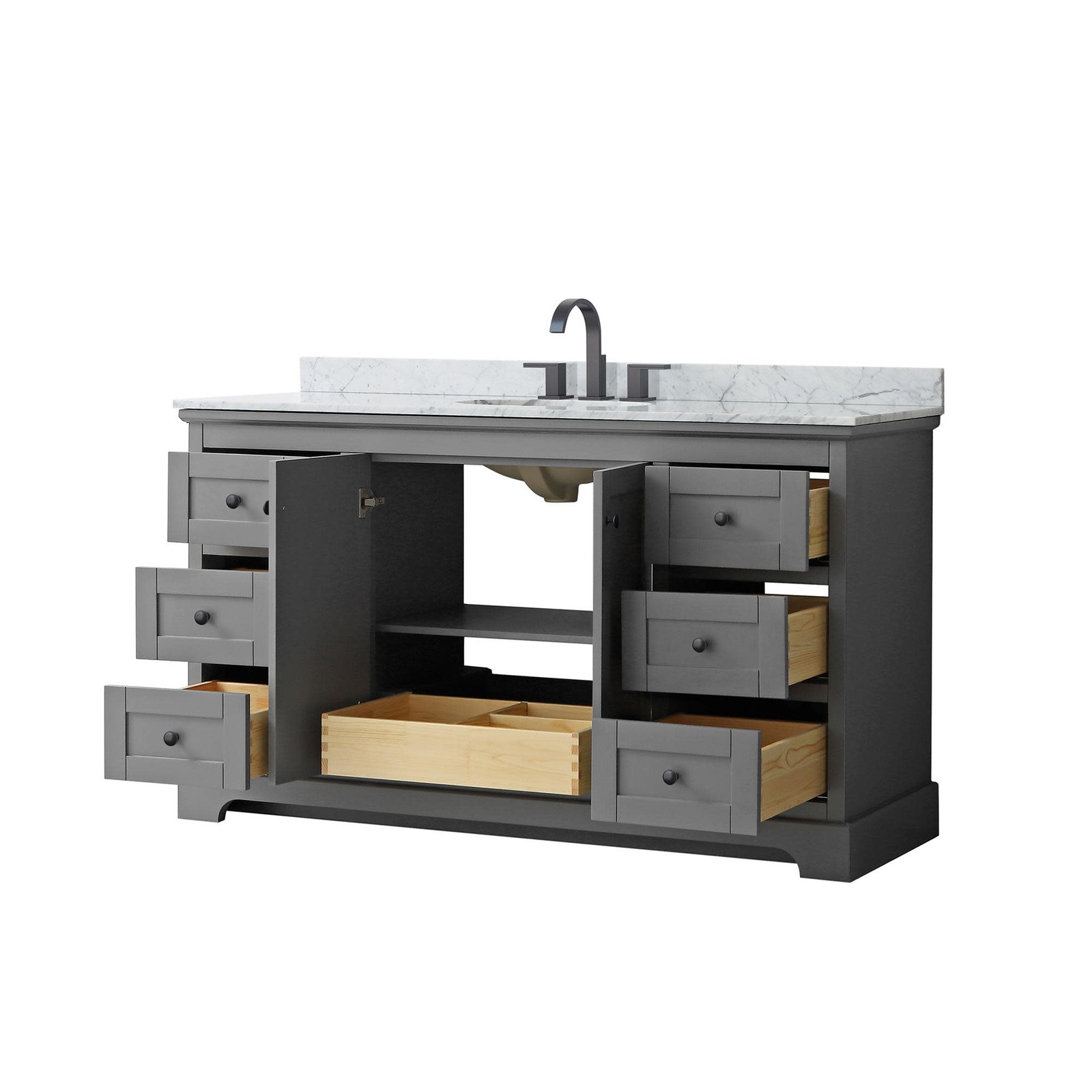 Wyndham Collection WCV232360SCMUNOMXX Avery 60″ – Dark Gray / White Carrara