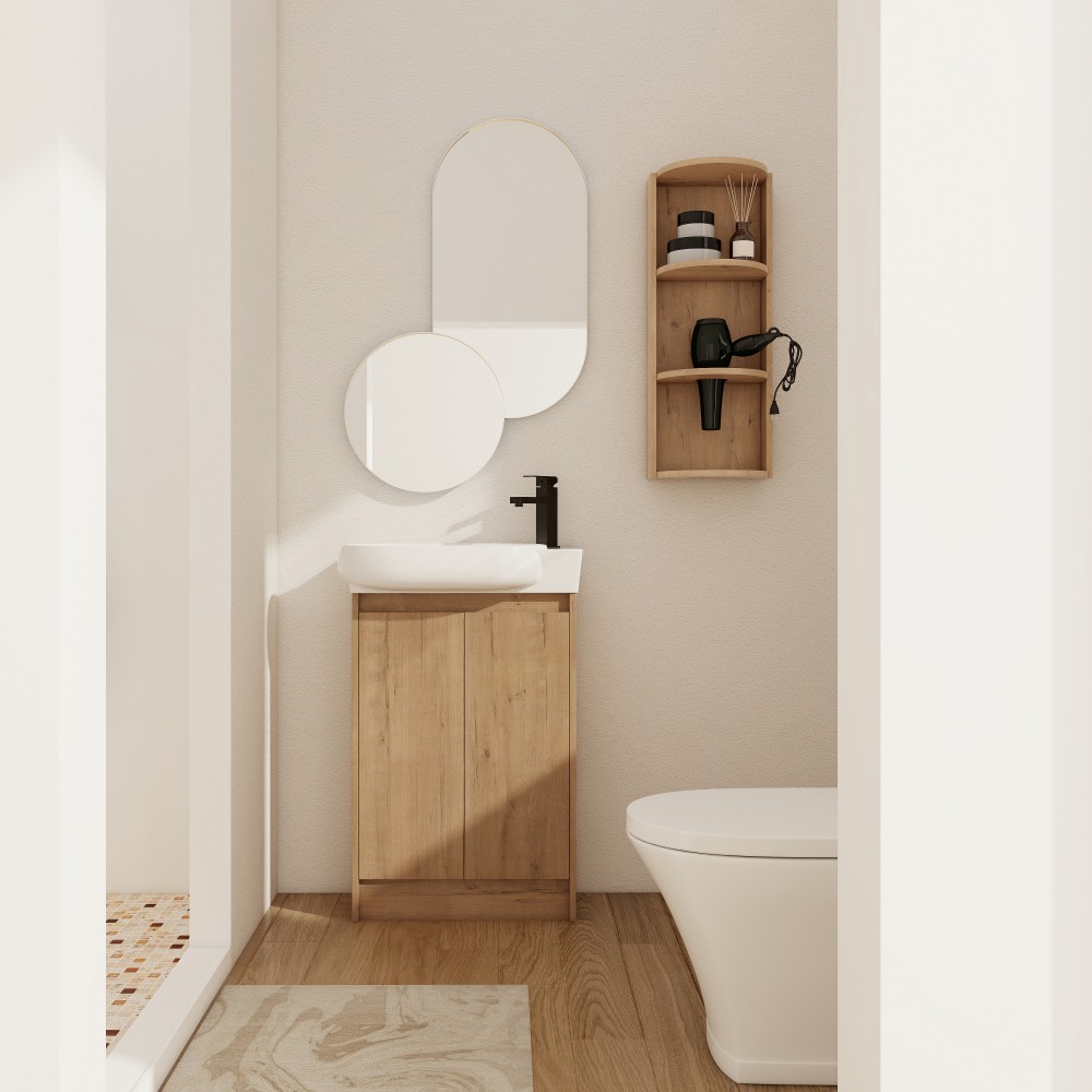Freestanding Bathroom Vanity with Sink, Storage Shelf, and Soft-Close Doors