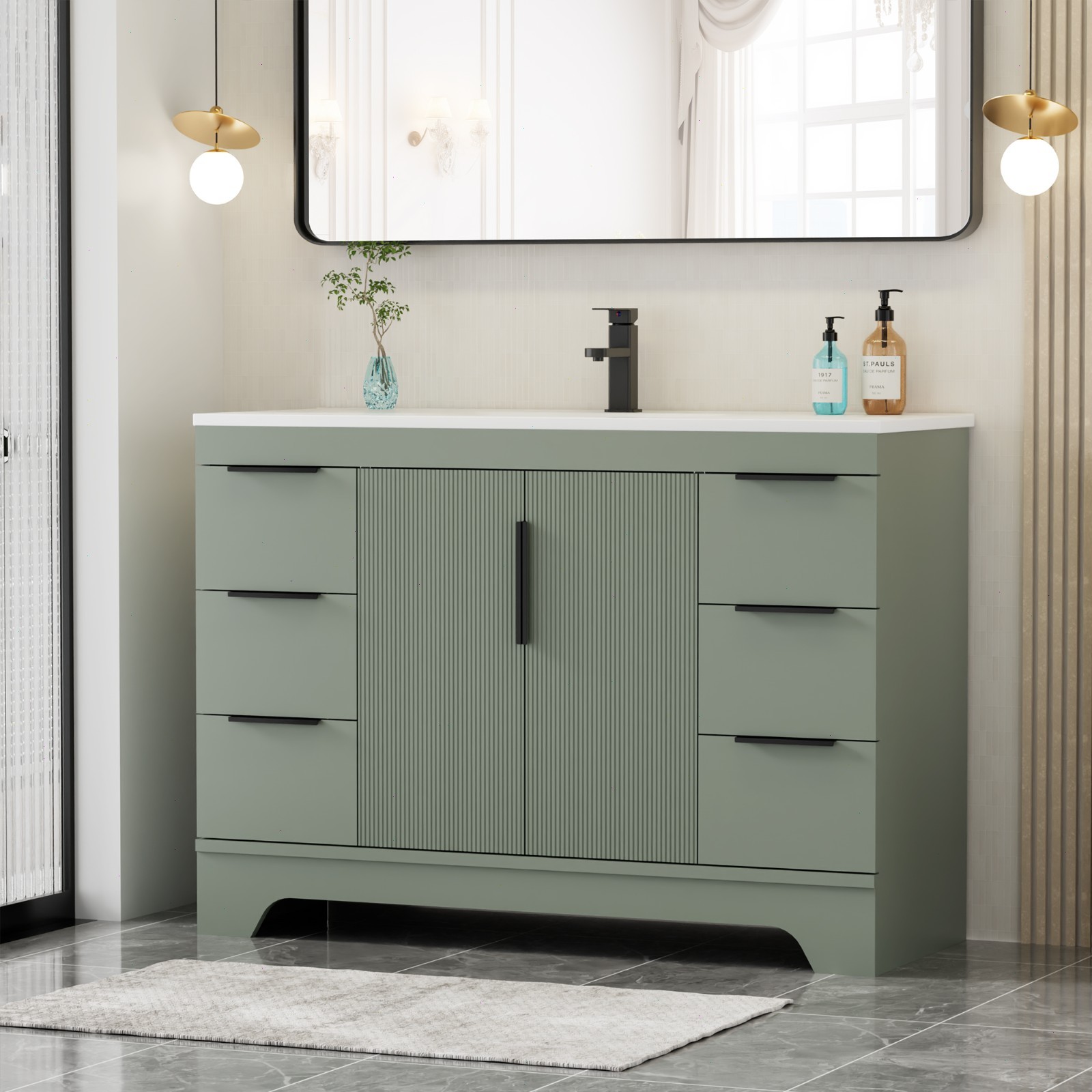 48″/60” Bathroom Vanity With Resin Sink Top