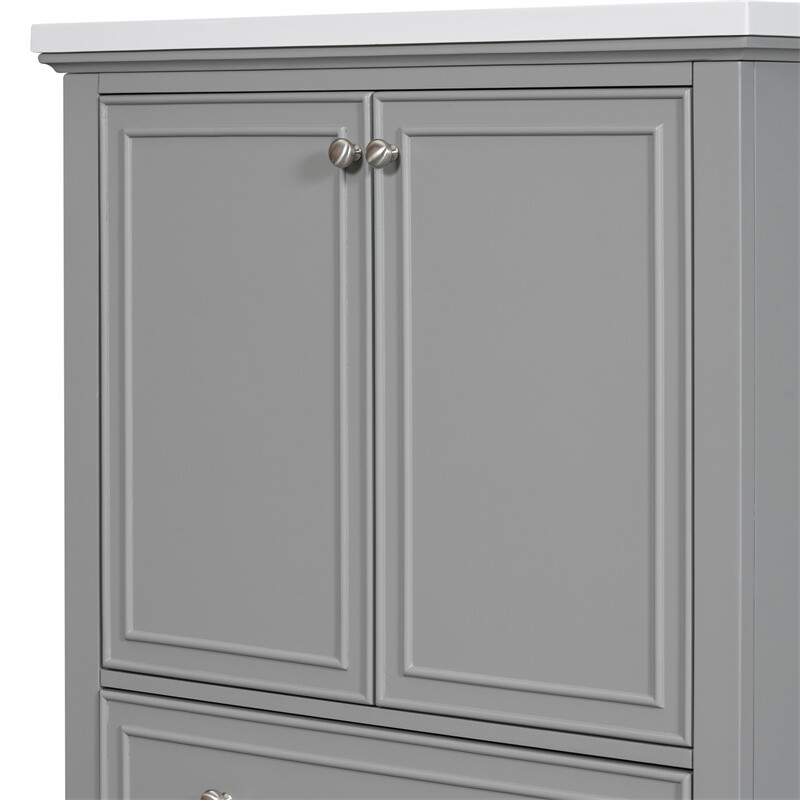 30″ Modern Bathroom Vanity with Sink Set,Gray Bathroom Cabinet w/Doors & Drawer