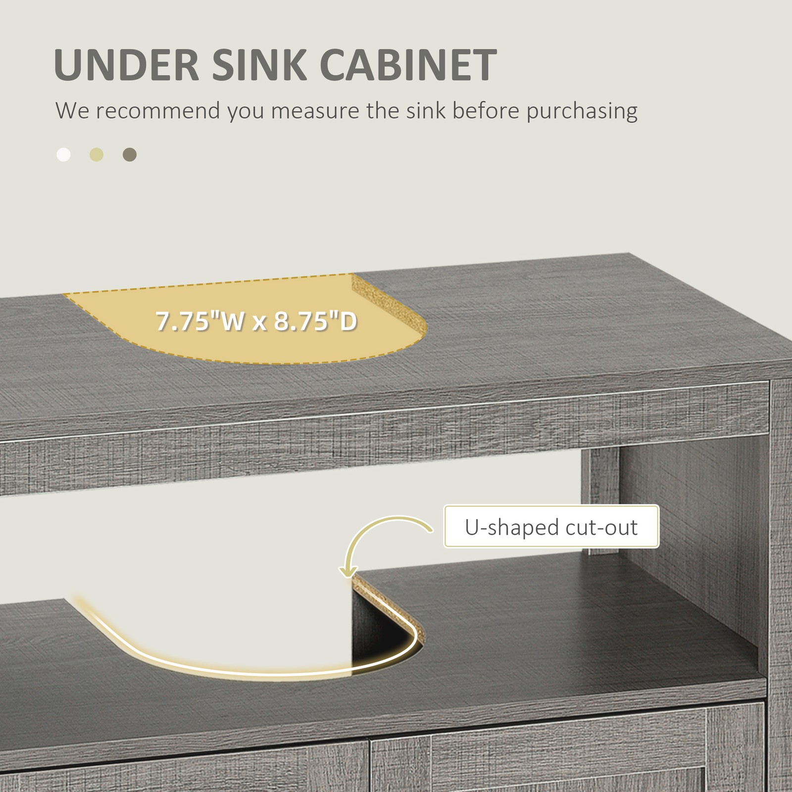 Pedestal Sink Storage Cabinet, Bathroom Under Sink Cabinet with 2 Doors