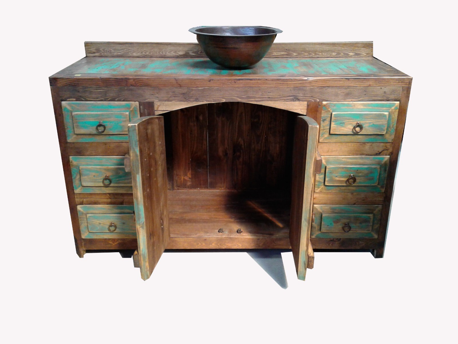 Crusaders Rustic Turquoise Bathroom Vanity
