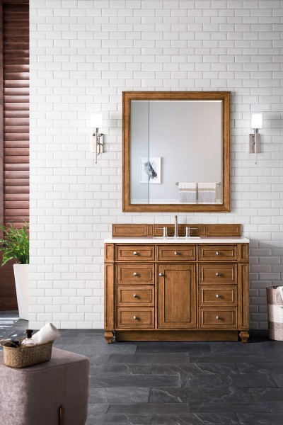 48″ James Martin Bristol 157-V48-SBR-3WZ Vanity Cabinet White Zeus Top