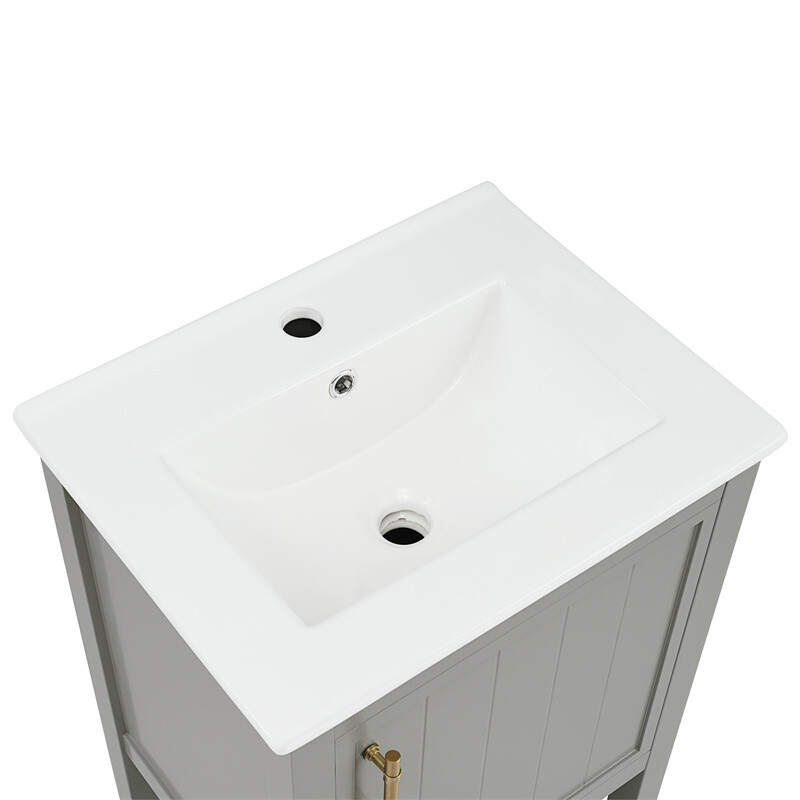20″ Bathroom Vanity with Sink Door Open Shelf Rack Freestanding Storage Cabinet