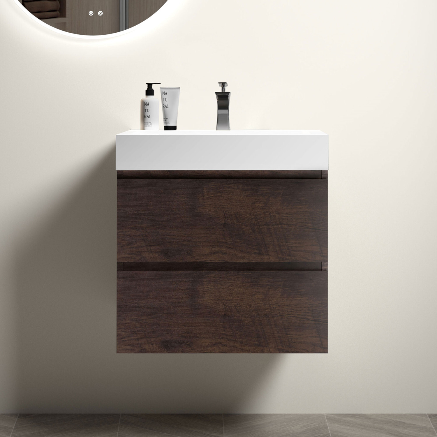 36″ 30″ 24″ Wall Mounted Bathroom Vanity w/Sink,Floating Vanity Cabinet,2 Drawer