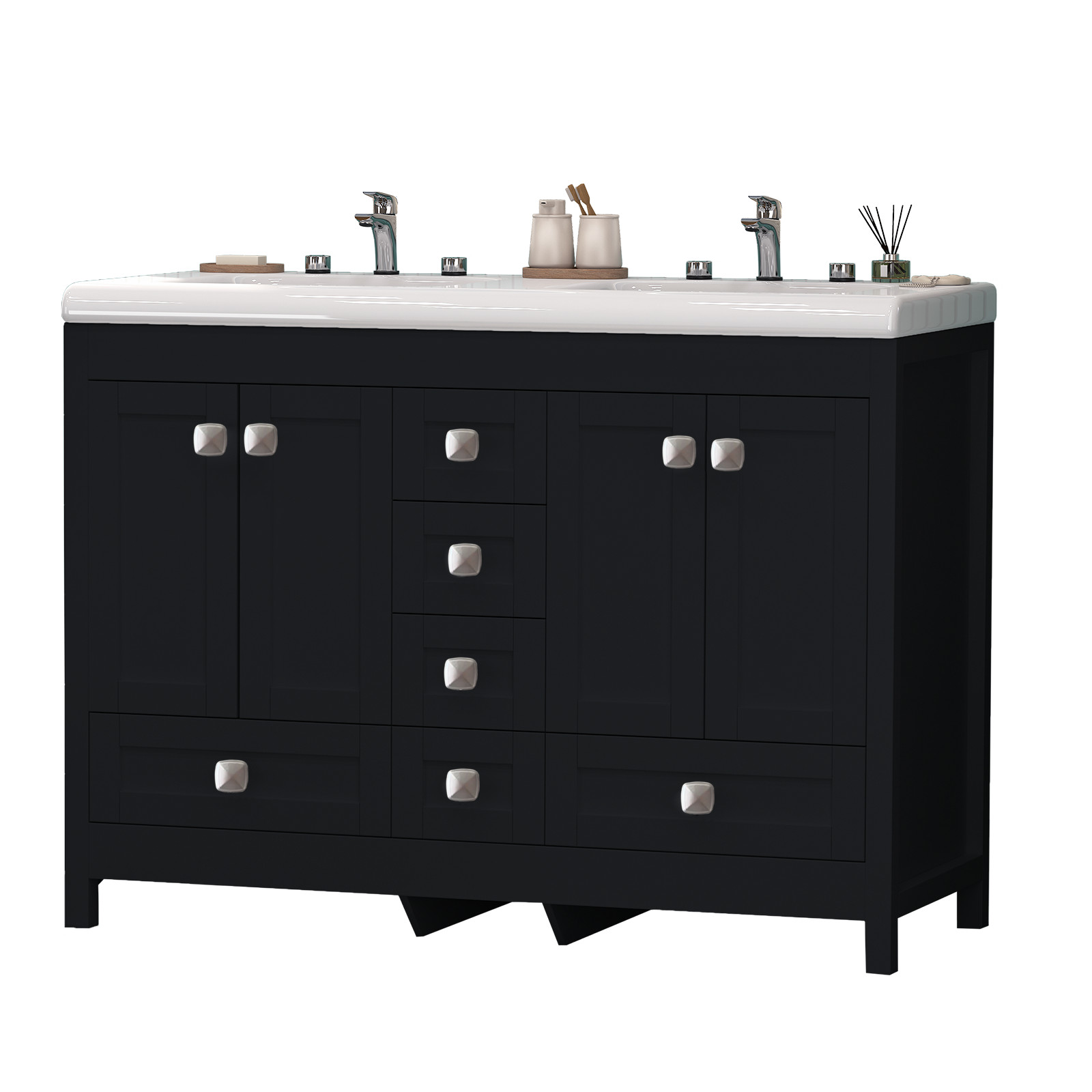 47 in Bathroom Vanity with Sink Ceramic Freestanding Cabinet – 6-hole faucet USA