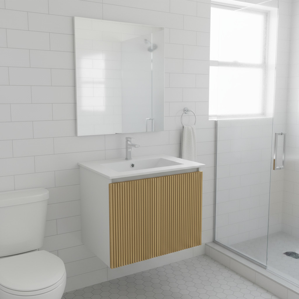 Goodyo 24 in Bathroom Vanity with Sink, Floating Wall-mount Cabinet with 2 Doors