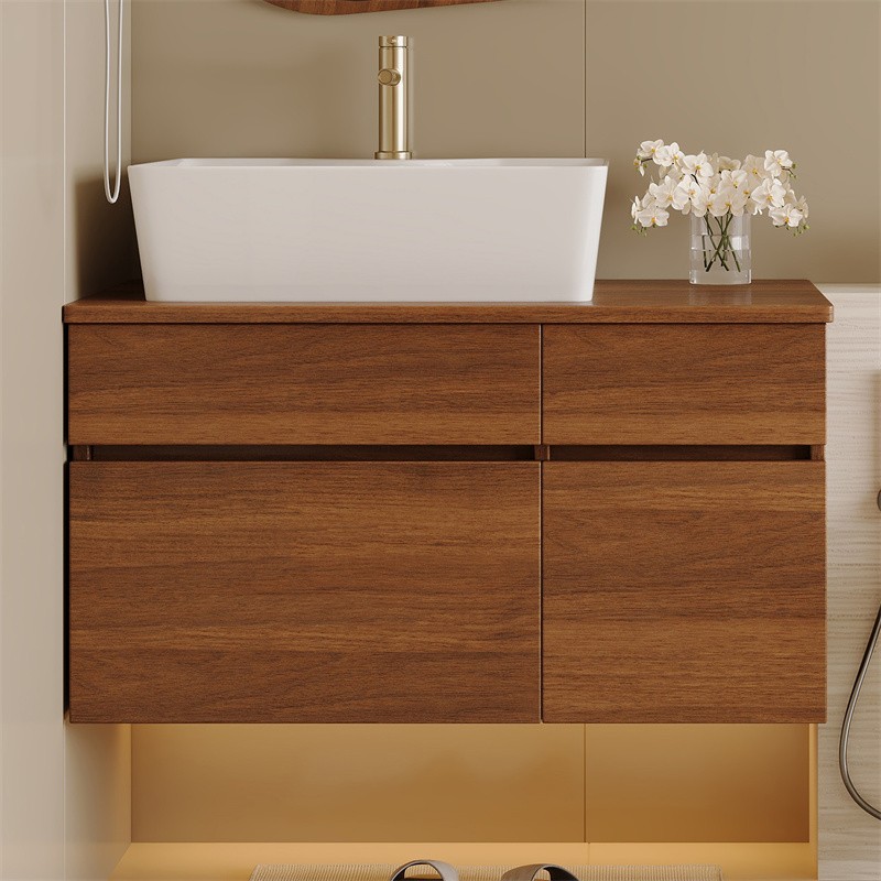 31.5 Inches Floating Single Small Bathroom Vanity with Ceramic Sink
