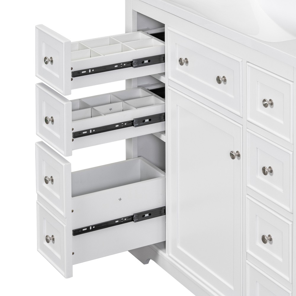 36″ Bathroom Vanity without Sink, Cabinet Base Only, One Cabinet and Six Drawers
