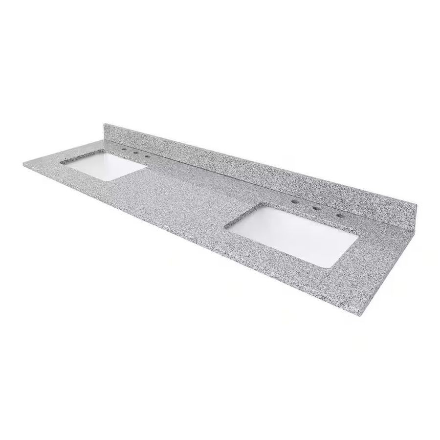 73 in. W x 22 in D Granite White Rectangular Double Sink Vanity Top in Gray