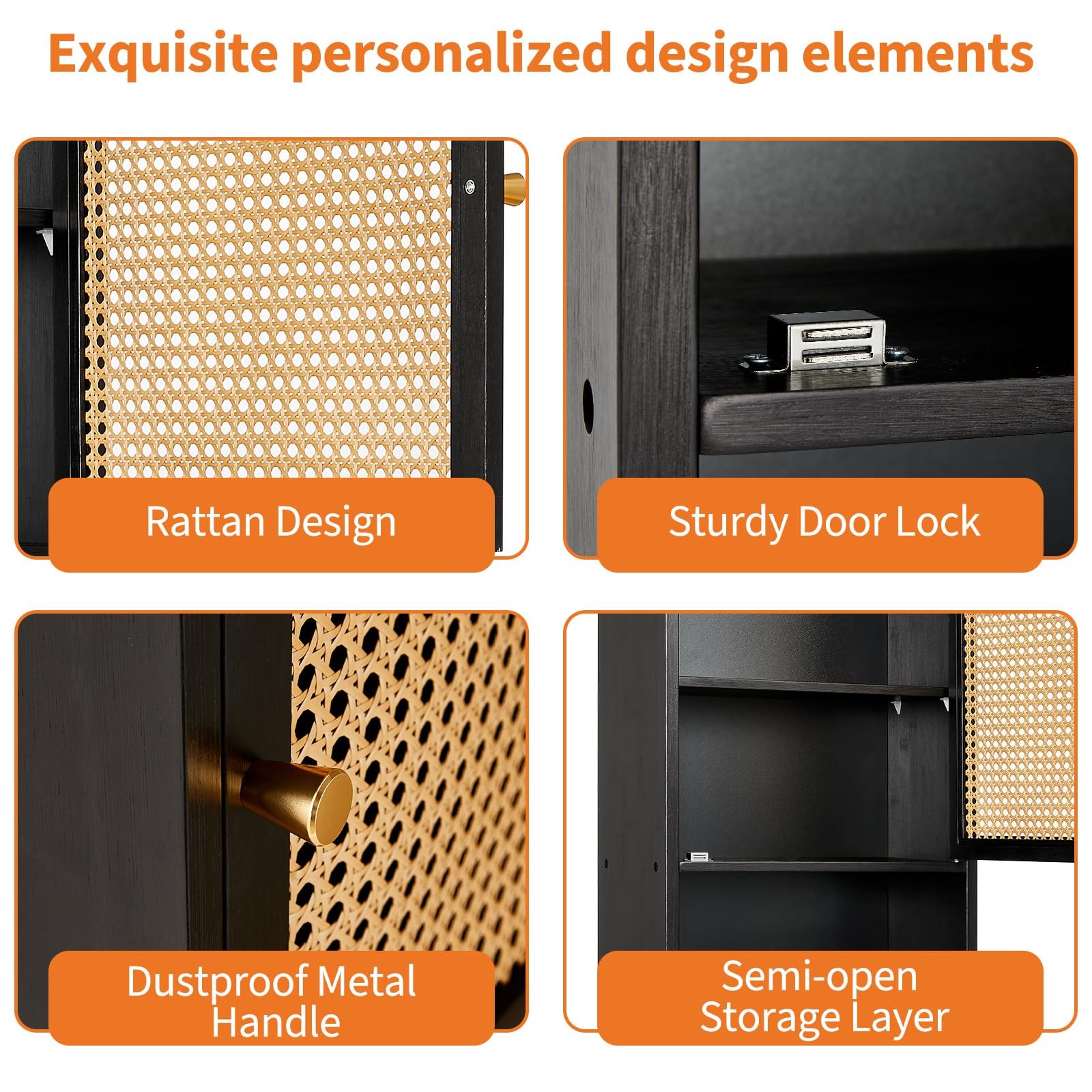 Garvee Rattan Door Bamboo Wall Storage Cabinet,Bathroom Medicine Cabinet,Kitchen