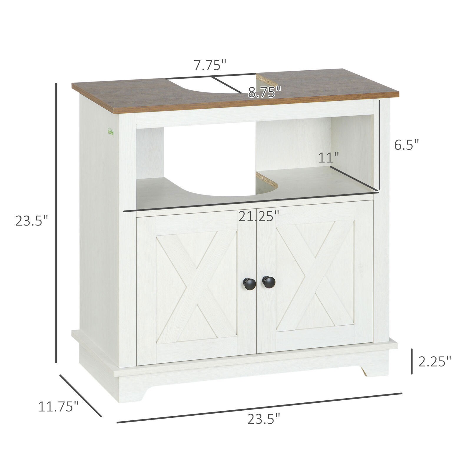 Bathroom Sink Cabinet Pedestal Sink Storage Cabinet with Doors White