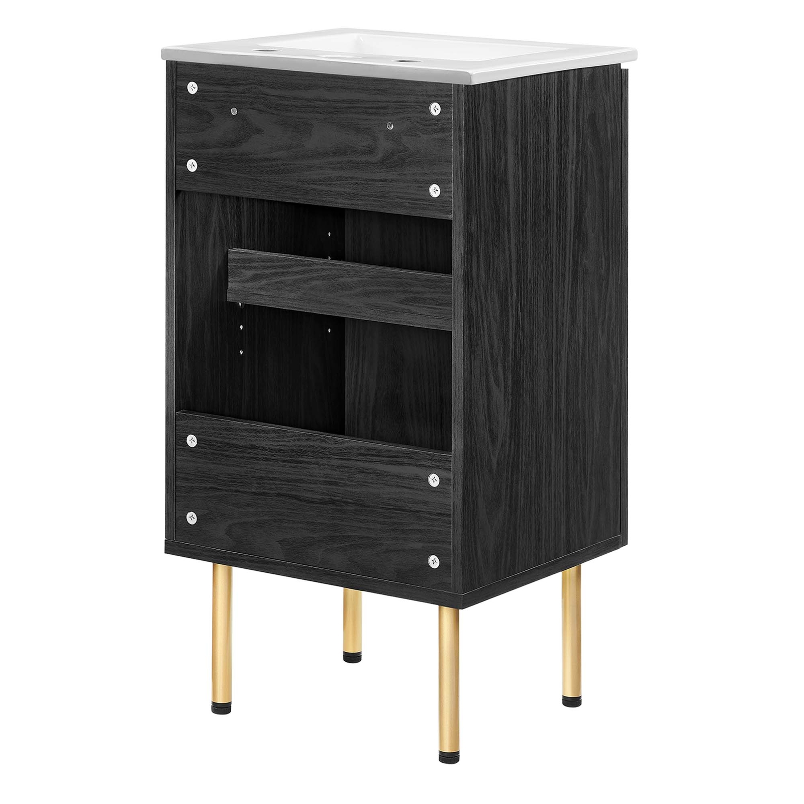 Modway Chaucer 18” Bathroom Vanity in Black White With Ceramic Sink Basin