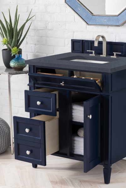 30″ James Martin Brittany 650-V30-VBL-3CSP Vanity Cabinet Charcoal Soapstone Top