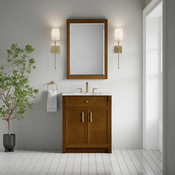 30″ James Martin Bellshire 660-V30-HNO-3CAR Vanity Cabinet Carrara Marble Top