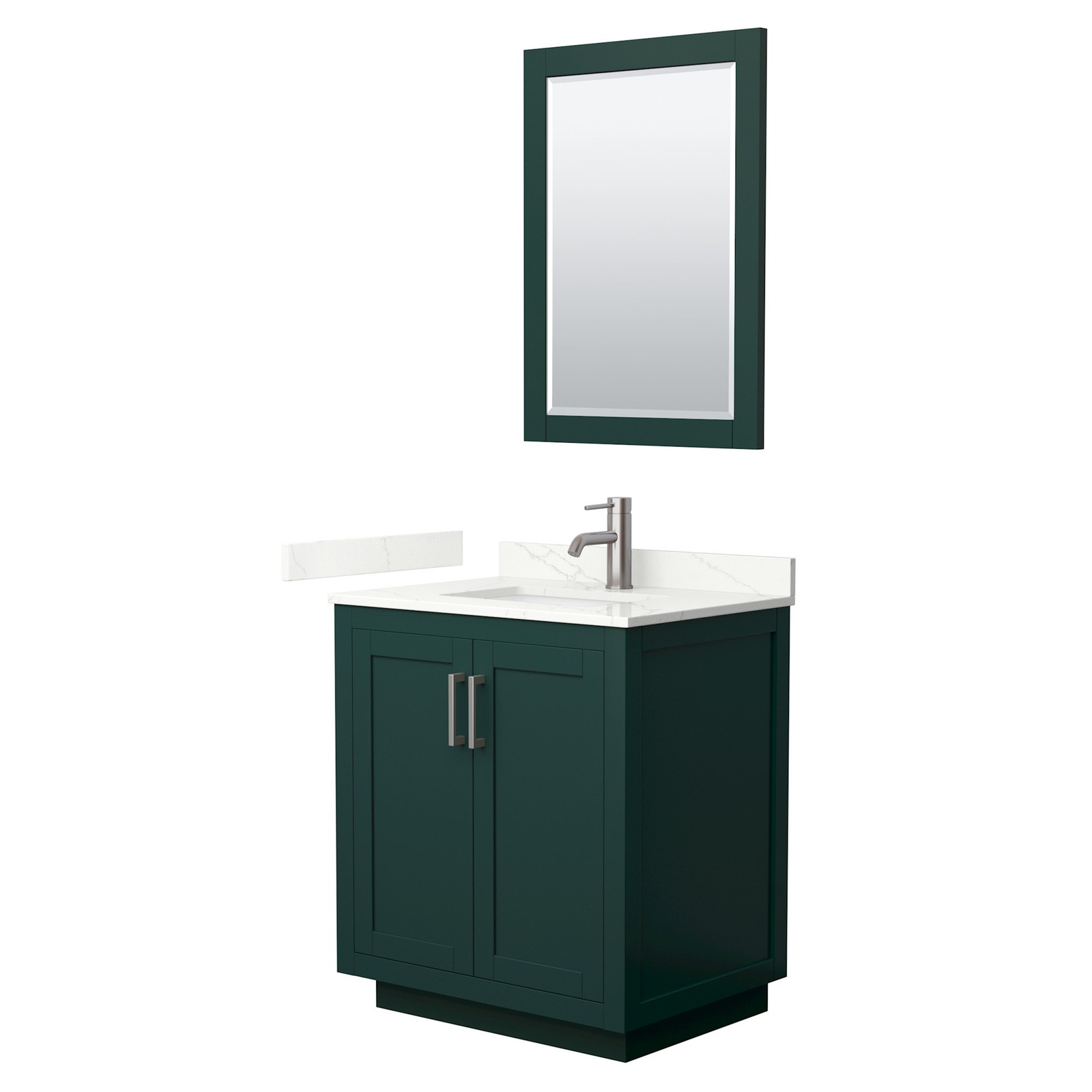 Wyndham Collection WCF292930S-QTZ-UNSM24 Miranda 30″ – Dark Gray / White Quartz