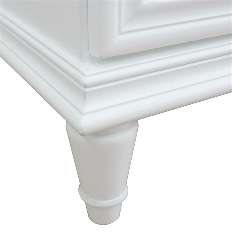 37 in. Single Wooden Vanity White White Carrara Round Right Door.Right Sink
