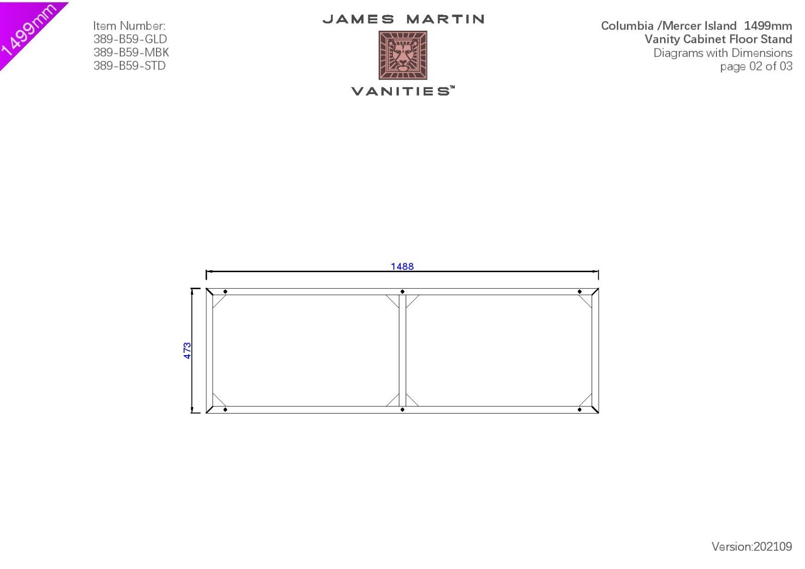 James Martin 389-B59-STD Columbia/Mercer Island 59″ Vanity Base,Brushed Nickel