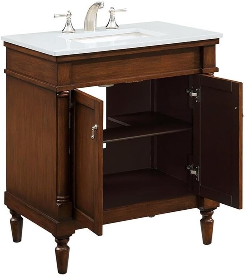 Elegant Decor – VF13030WT-VW – 30 Inch Single Bathroom Vanity in Walnut