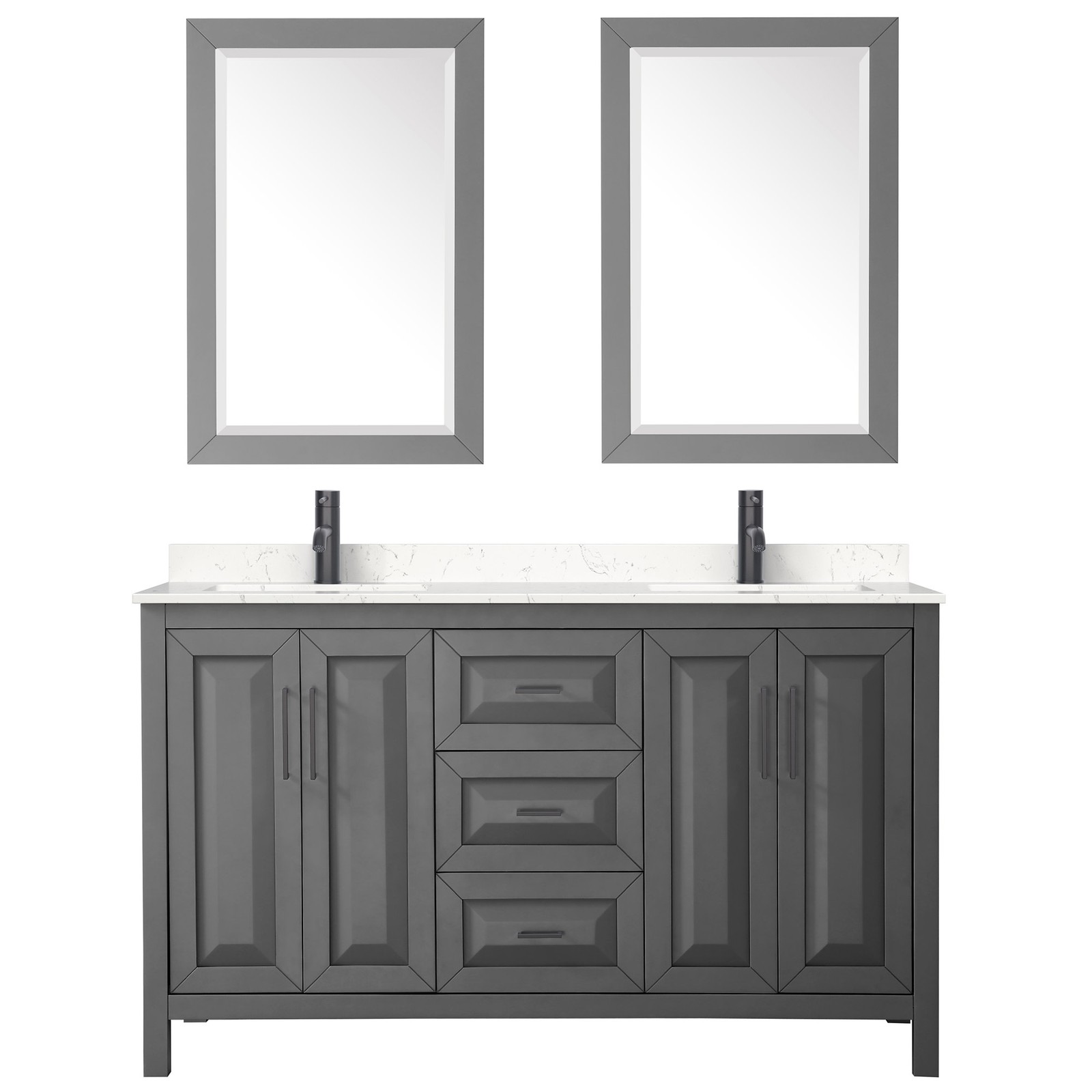 Wyndham Collection WCV252560D-VCA-M24 Daria 60″ – Dark Gray / White Cultured