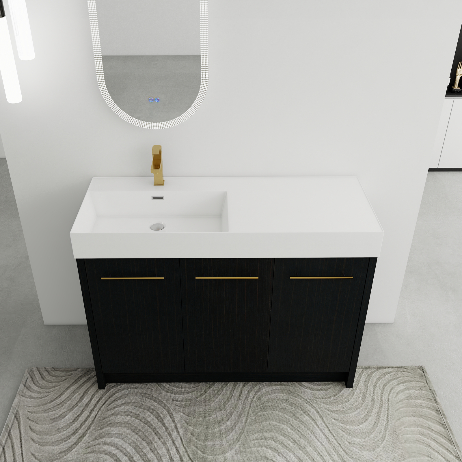 48 Inch Freestanding Bathroom Vanity Cabinet with Resin Sink Soft Closing Doors
