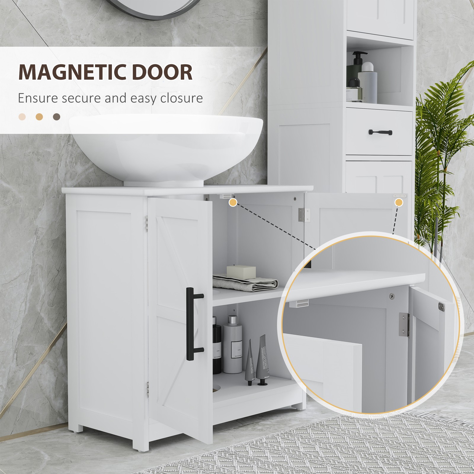 Pedestal Sink Storage Cabinet, Bathroom Sink Cabinet, White