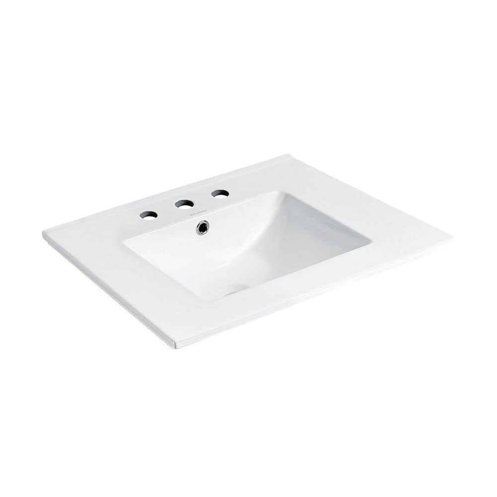 Swiss Madison 24 in. White Ceramic Vanity Top 8 in. Widespread Faucet Holes