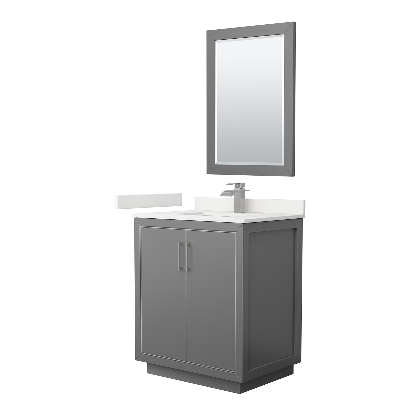 Wyndham Collection WCF111130S-QTZ-UNSM24 Icon 30″ – Dark Gray / White Quartz Top