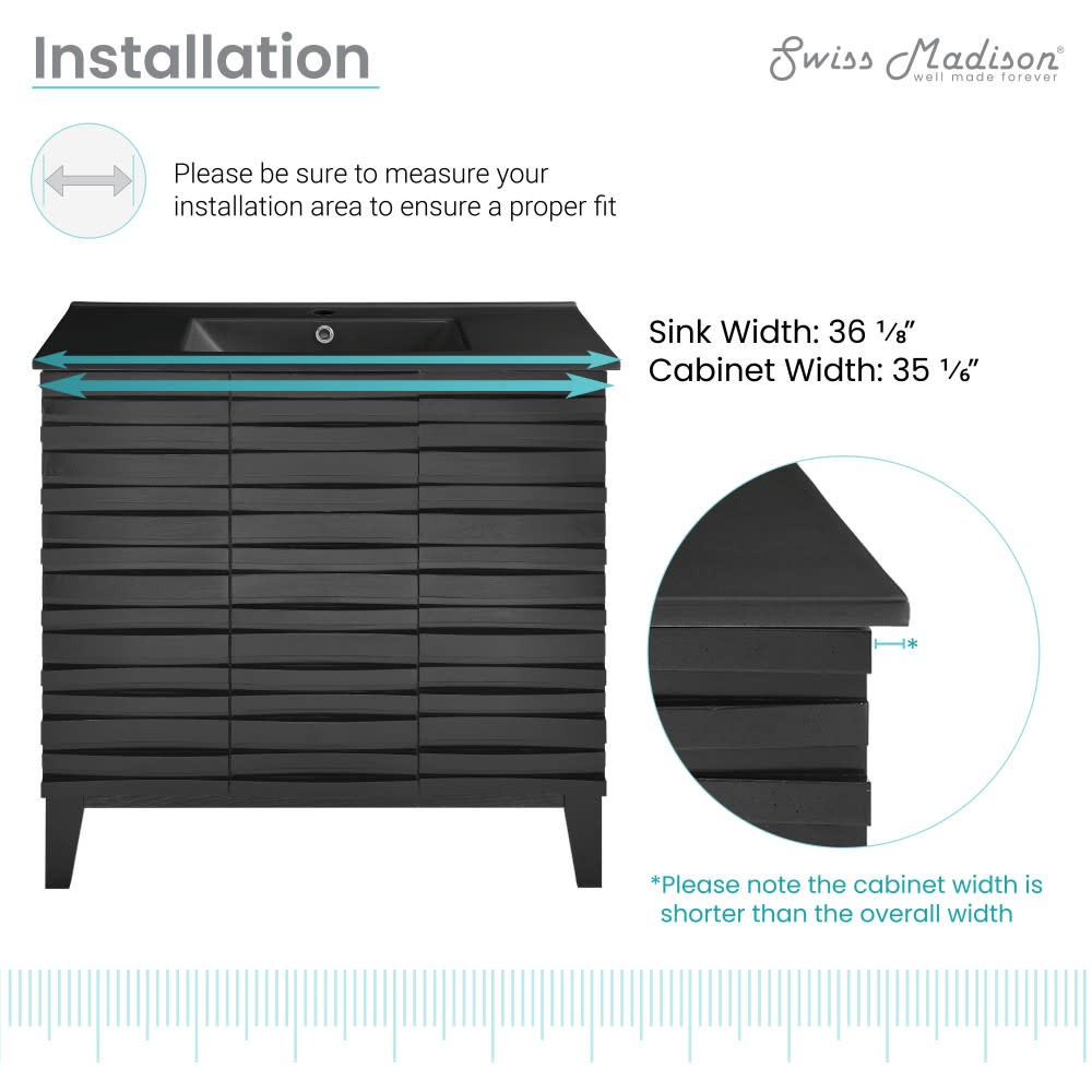 Swiss Madison SM-BV471 Cascade 36″ – White Oak / Matte Black