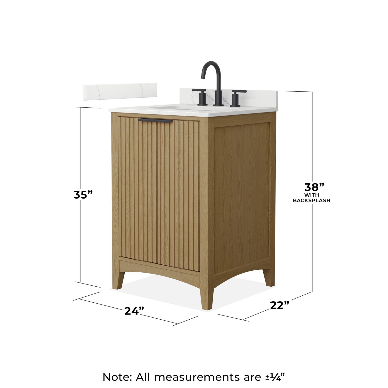 Wyndham Collection WCF9191-24S-QTZ-US3MXX Palmilla 24″ – Natural Oak / White