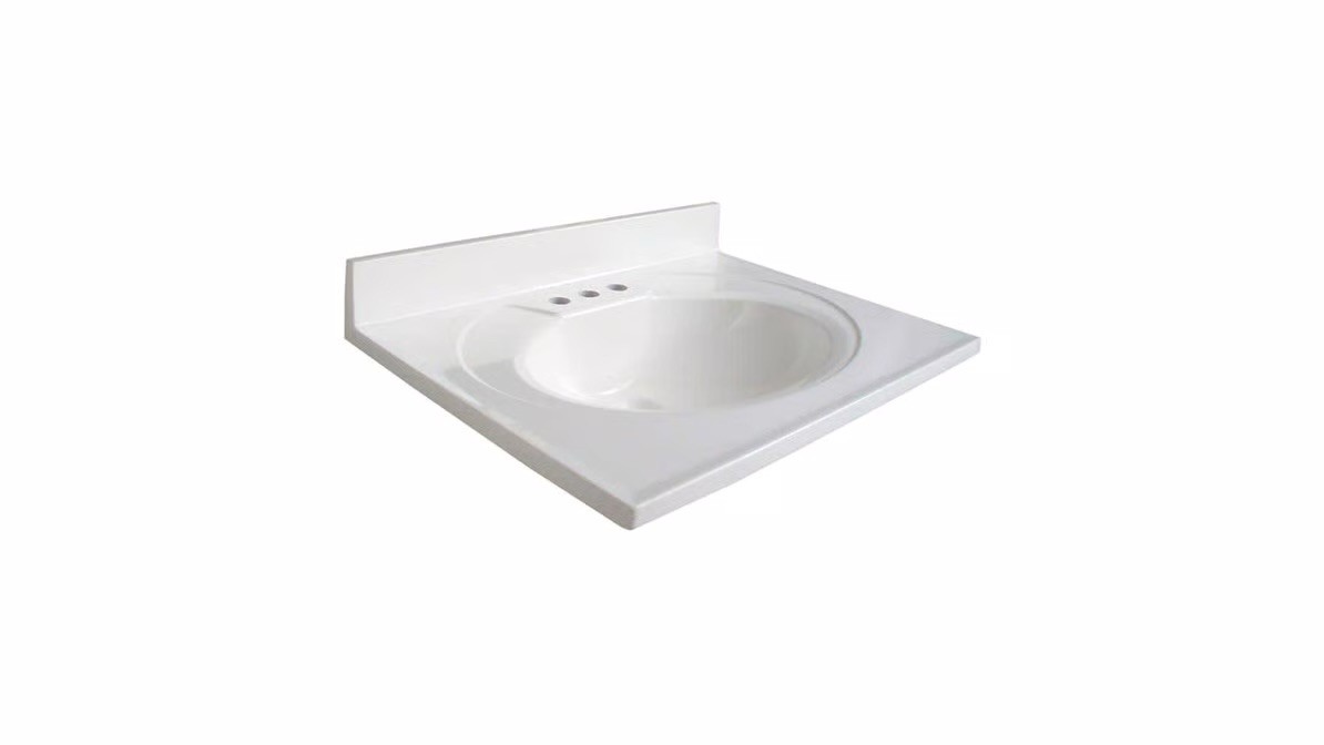Glacier Bay 25 In. W x 25 In. D Cultured Marble White Round Sink Vanity Top New
