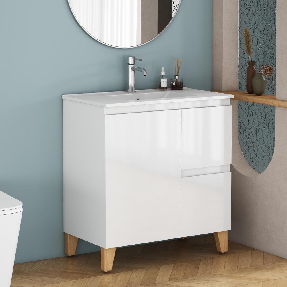 Bathroom Vanity W Sink Features 1 Door A 2 Drawers Includes Soft-Close Mechanism
