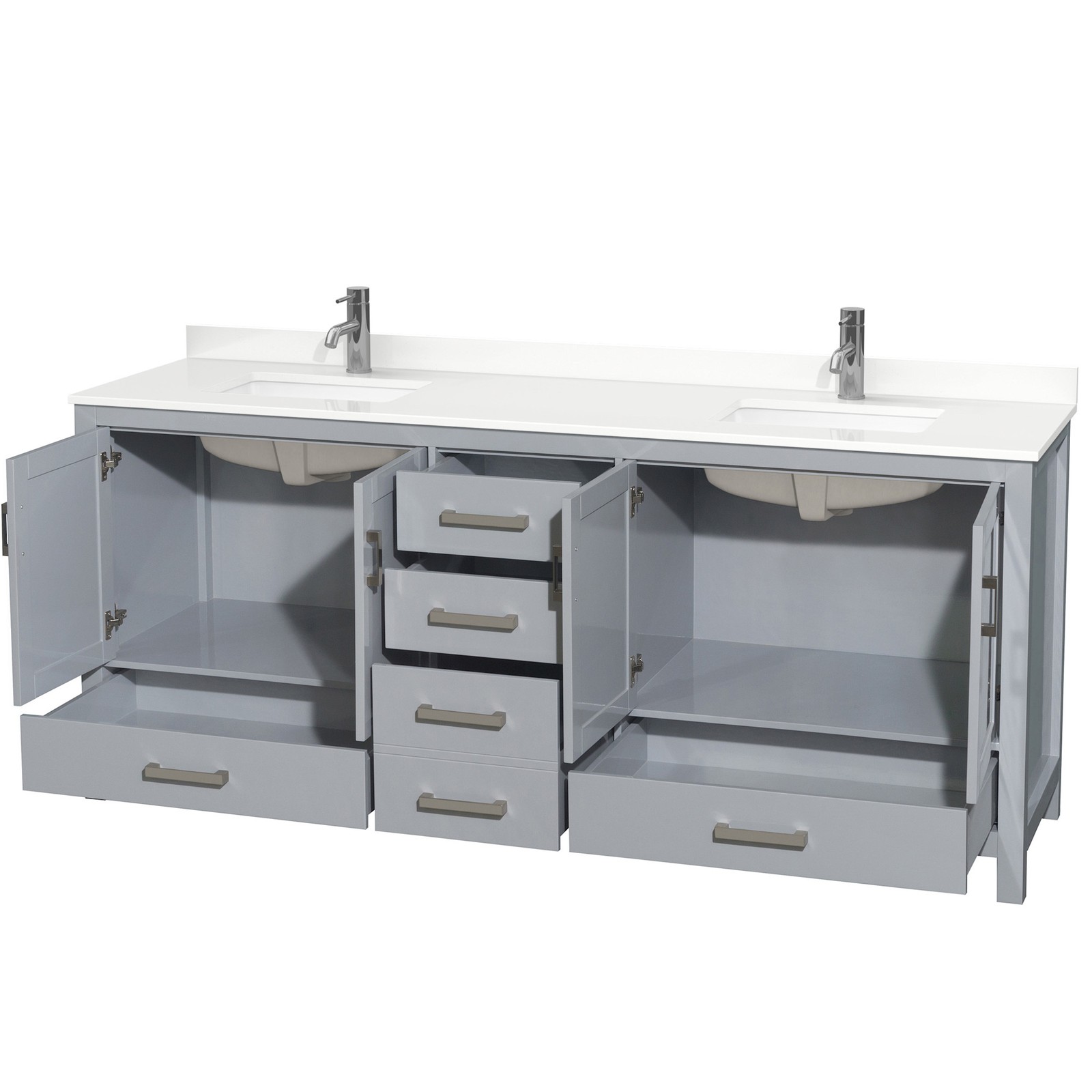 Wyndham Collection WCS141480D-QTZ-UNSMXX Sheffield 80″ – Gray / White Quartz Top