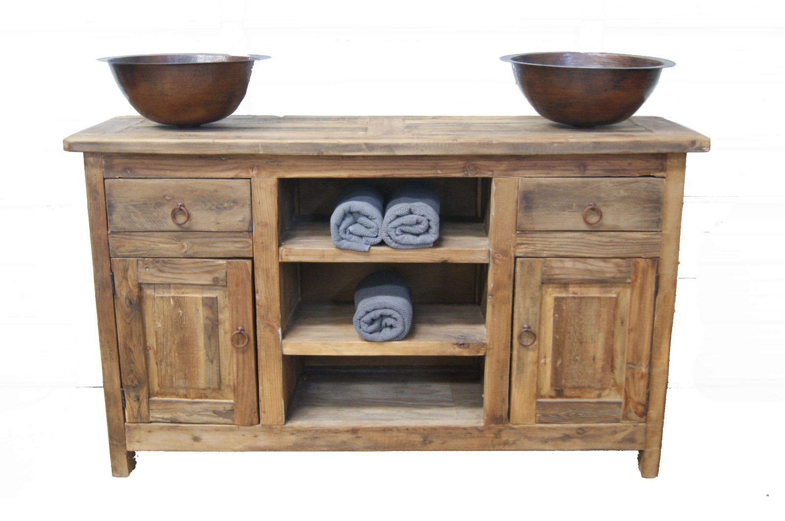 Rustic Reclaimed Wood Bathroom Vanity Middle Shelves/ furniture