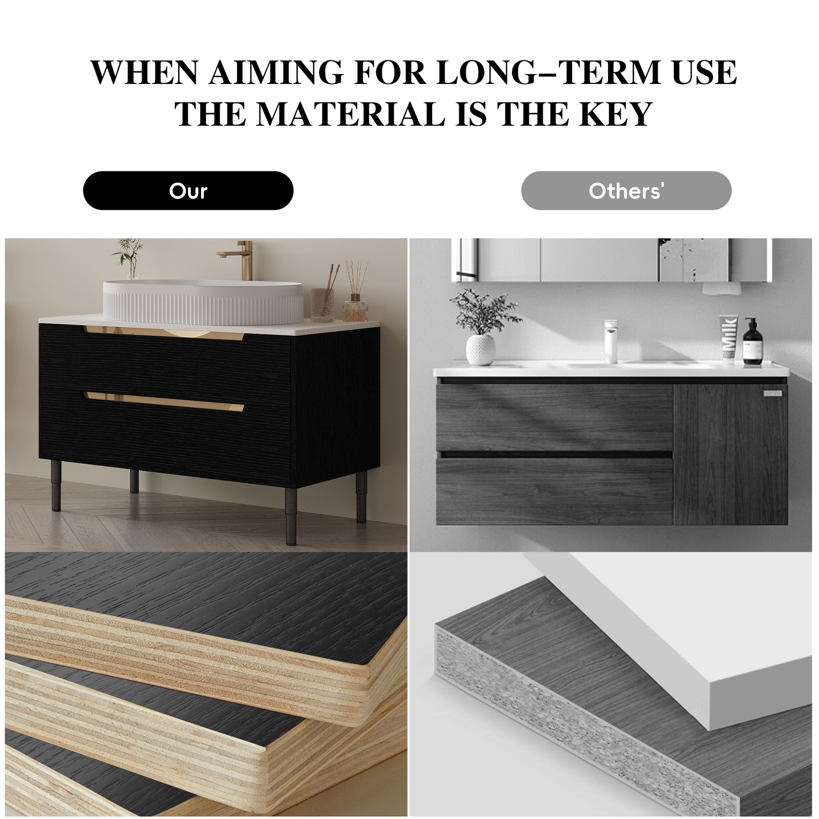 36 Inch Bathroom Vanity with Ceramic Sink & Soft-Close Drawers