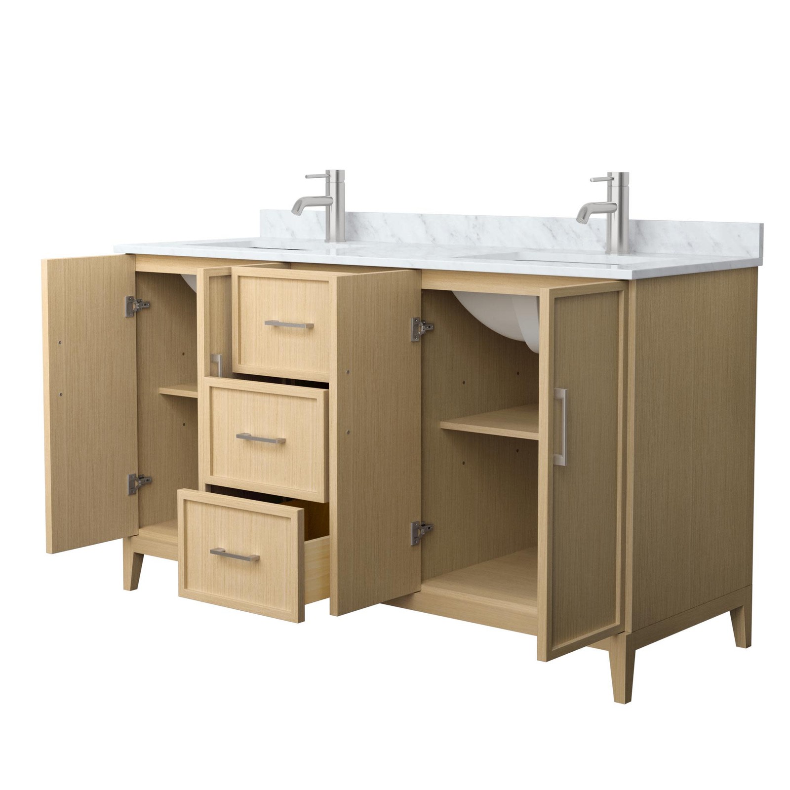 Wyndham Collection WCH717160D-CM-UNSMXX Elan 60″ – White Oak / Brushed Nickel