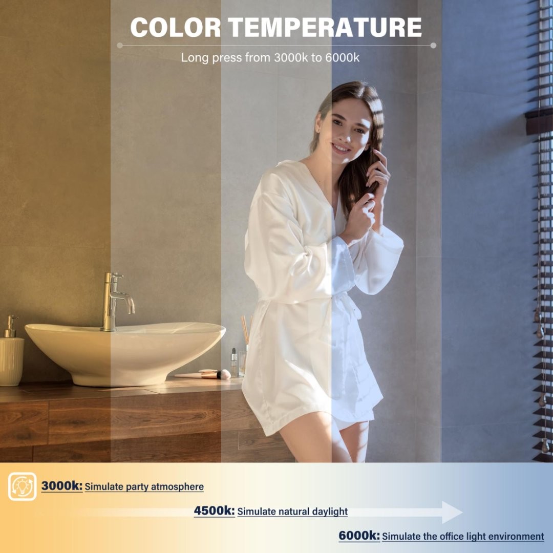 Smart Bathroom Vanity Mirror With LED Light For Wall