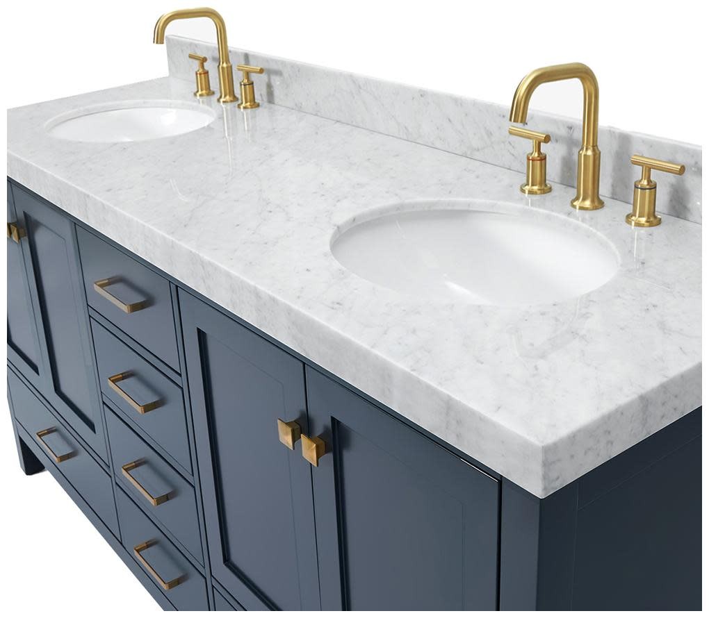 Ariel A072DCW5OVO Cambridge 72″ – Espresso / Italian Carrara Marble Top /