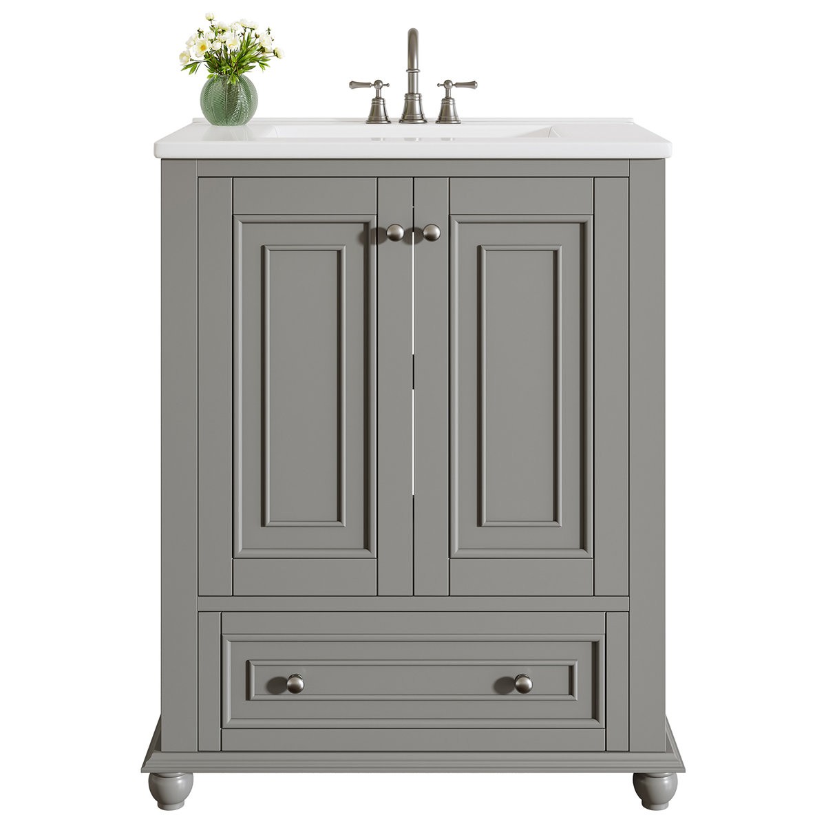 24″ Bathroom Vanity with Ceramic Sink Combo Freestanding Bathroom Vanity Cabinet