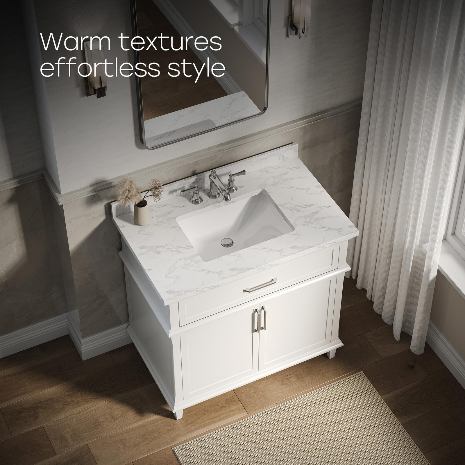 HOROW 36 Inch Bathroom Vanity with Sink, Free Standing Single Basin Vanity Set