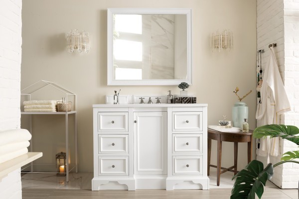 48″ James Martin De Soto 825-V48-BW-3WZ Vanity Cabinet White Zeus Silestone Top