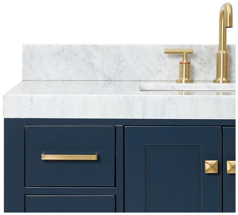 Ariel A042SCW5RVO Cambridge 43″ – White / Italian Carrara Marble Top / Brushed