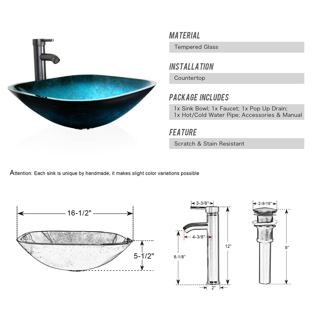 72″ White Bathroom Vanity Set Cabinet Vessel Glass/Ceramic Sink Faucet Combo