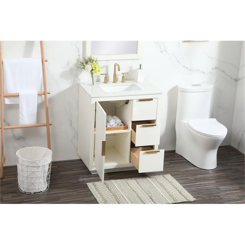 Elegant Decor Blake 30″ Aluminum Alloy MDF Single Bathroom Vanity in White