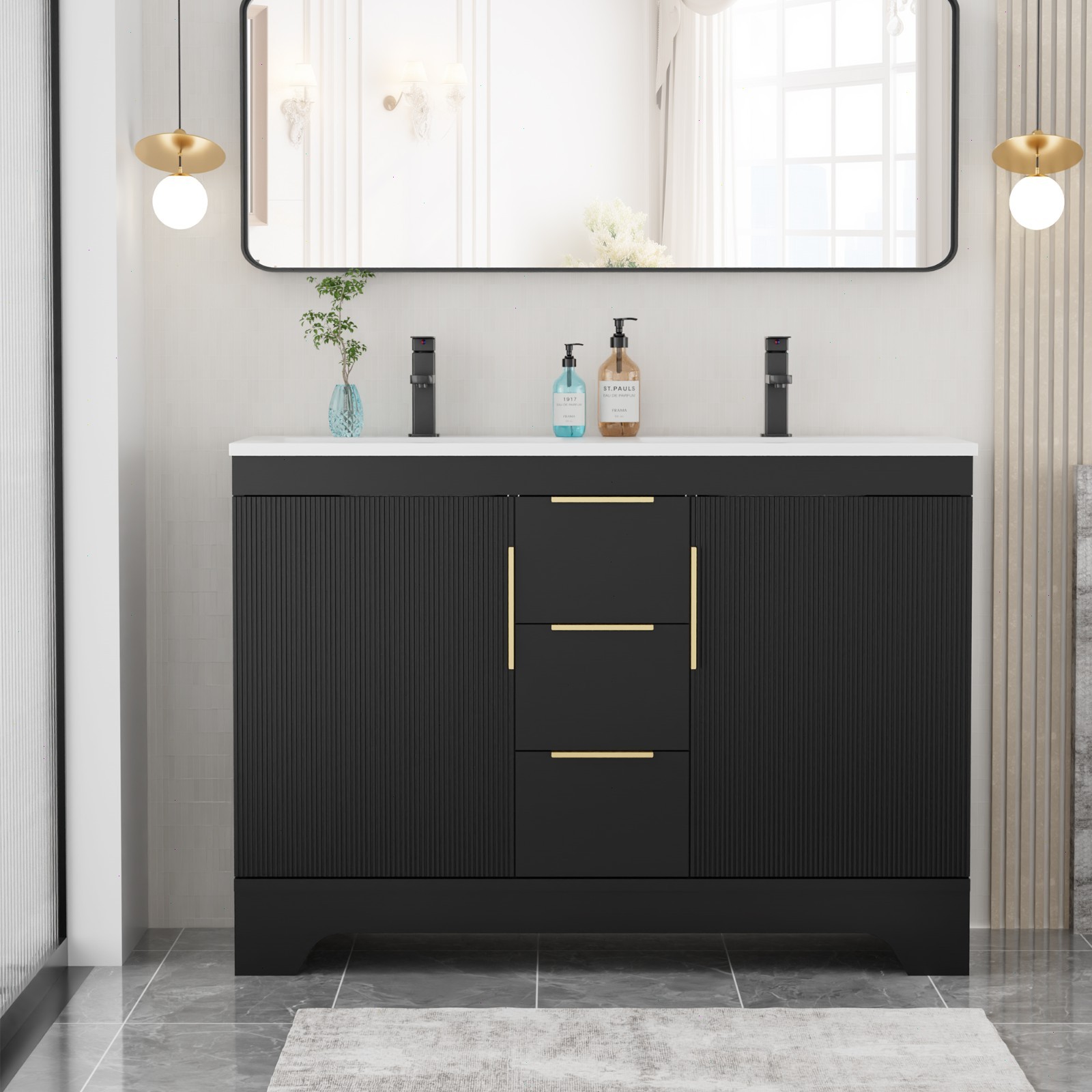 48″/60” Bathroom Vanity With Resin Sink Top