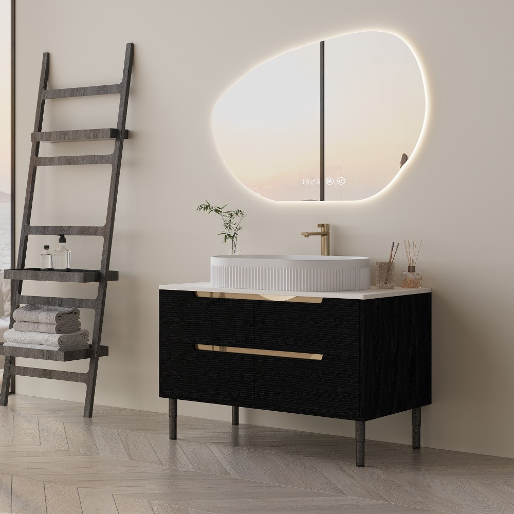 36″ Floating Bathroom Vanity with Ceramic Sink & Soft-Close Drawers