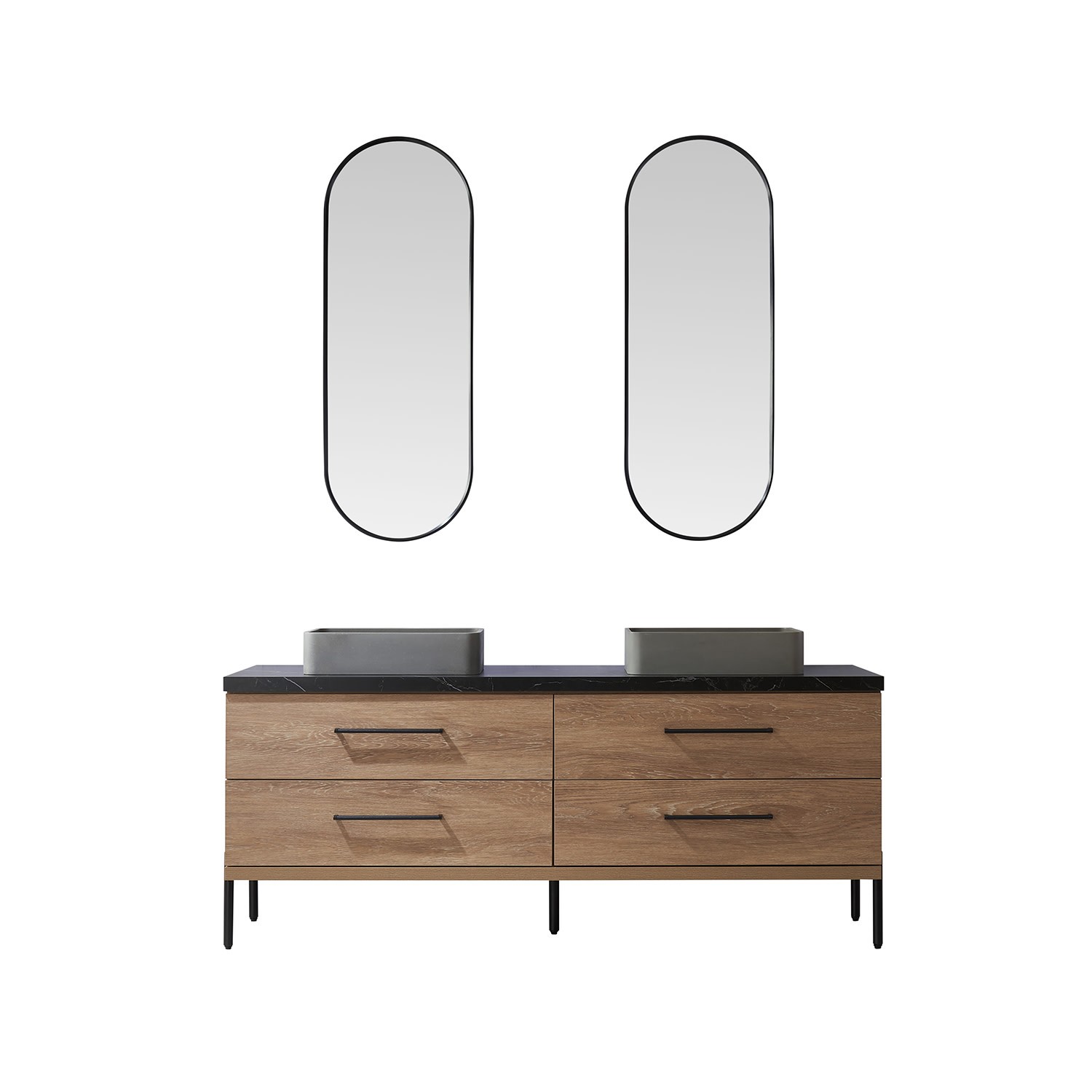 Miseno MV-705172S Trento 72″ – North American Oak / Black