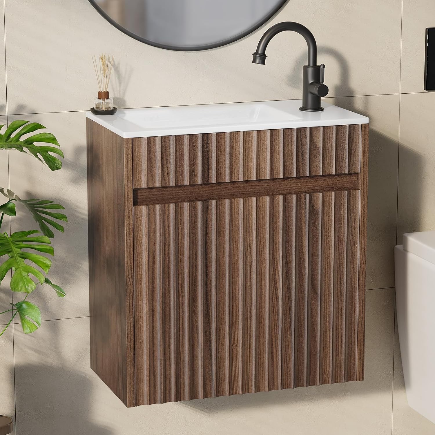 High-Fired Ceramic Vanity Top Sink 18″ – Single Faucet Hole Chip/Stain Resistant